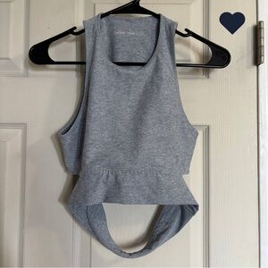 Outdoor Voices Slashback Gray Tank Top Crop Sport Keyhole Gym Workout